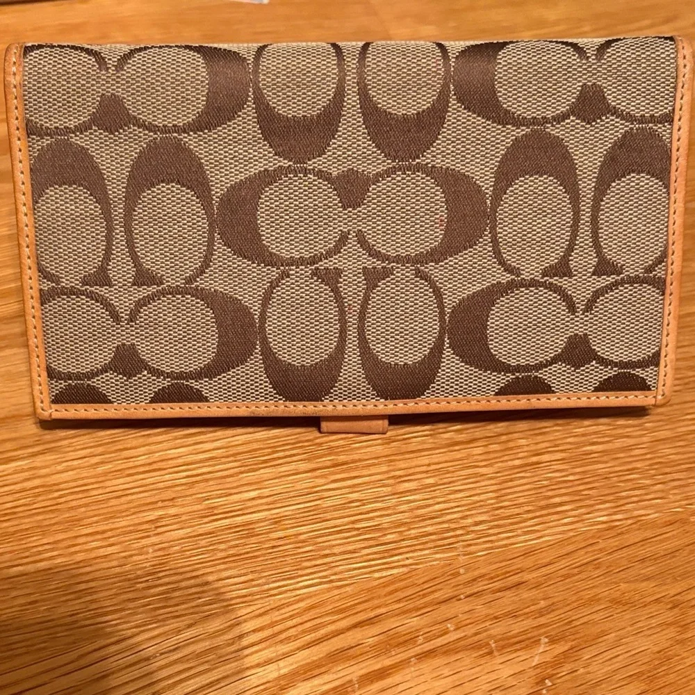 Coach Tan Leather checkbook cover Wallet